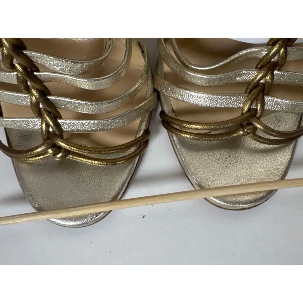 Christian Louboutin Nappa Silk Milla 100 Sandals Heels + Dust Bag Gold Gladiator